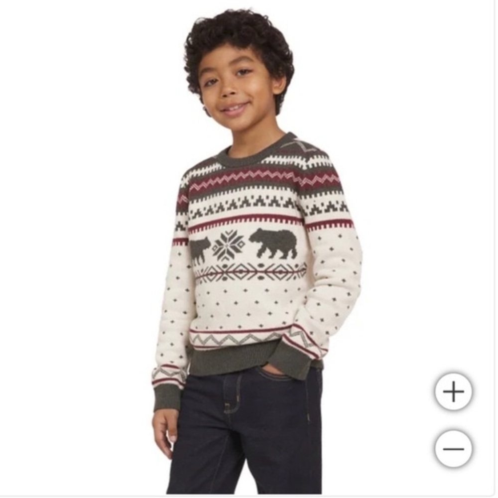 Lands' End boys  Family Holiday crew neck Sweater
